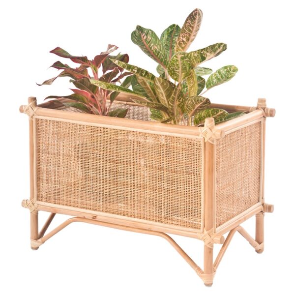 MACETERO DE BAMBÚ Y RATTAN PLANTER estilo Japandi. Encuéntralo en MisterWils. Más de 4000m² de exposición y almacén.