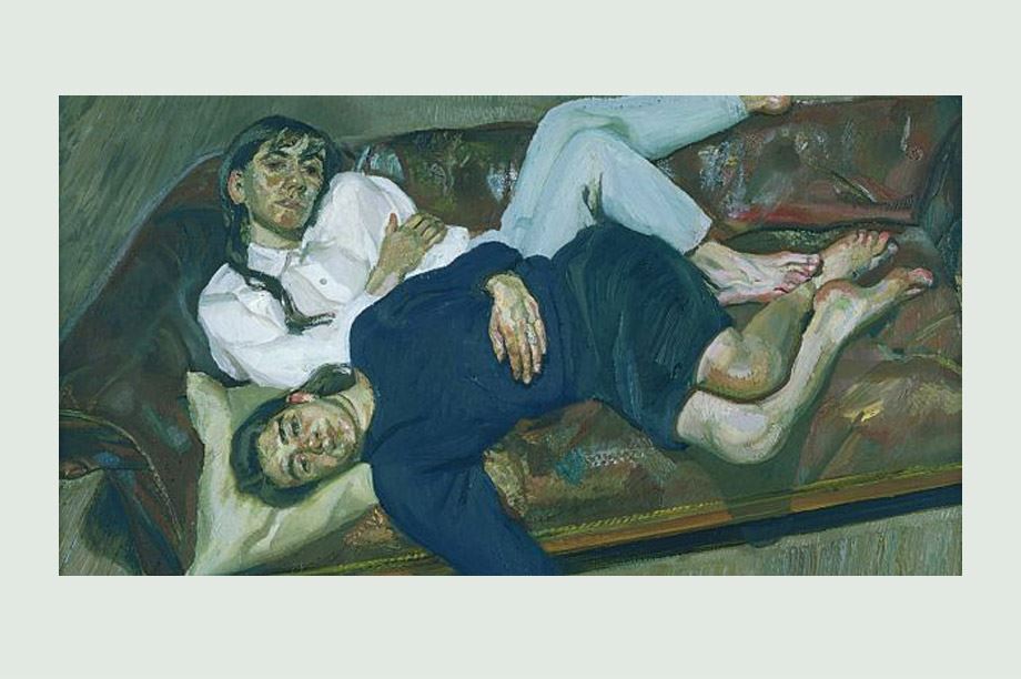 Sillón chester con capitoné en Bella y Esther (1988); obra de Lucian Freud