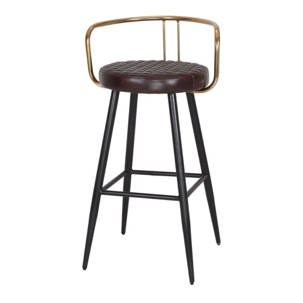 TABURETE ALTO DE METAL Y PIEL THABO estilo Mid Century 1