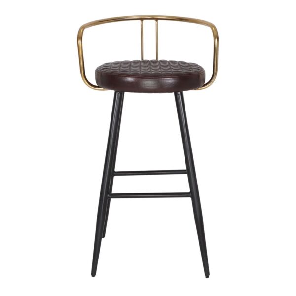 TABURETE ALTO DE METAL Y PIEL THABO estilo Mid Century 2