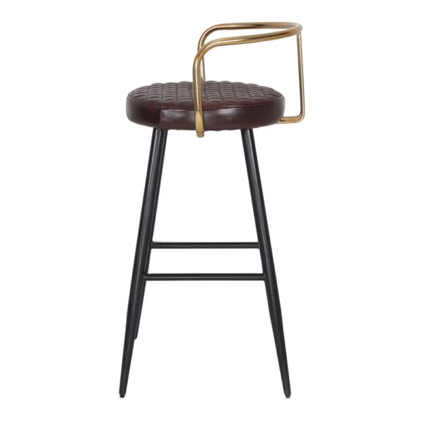 TABURETE ALTO DE METAL Y PIEL THABO estilo Mid Century 3