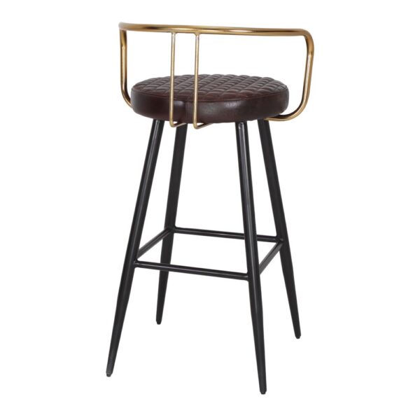 TABURETE ALTO DE METAL Y PIEL THABO estilo Mid Century 4