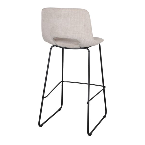 TABURETE TAPIZADO MULER alto estilo Mid Century beige trasera