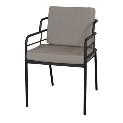 SILLA DE METAL MALONE de estilo contemporáneo, estructura fabricada en acero con asiento tapizado