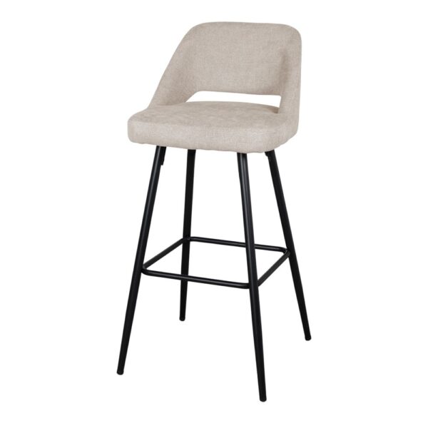 TABURETE ALTO TAPIZADO BANGASY de estilo Mid Century. beige