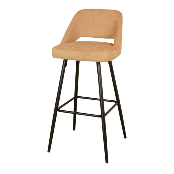 TABURETE ALTO TAPIZADO BANGASY de estilo Mid Century. curry