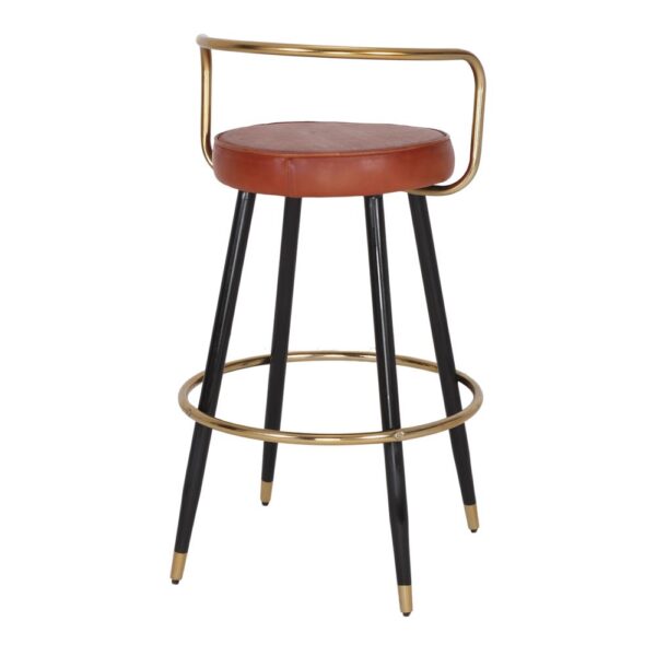 TABURETE ALTO DE METAL Y PIEL TIVANA estilo Mid Century 4